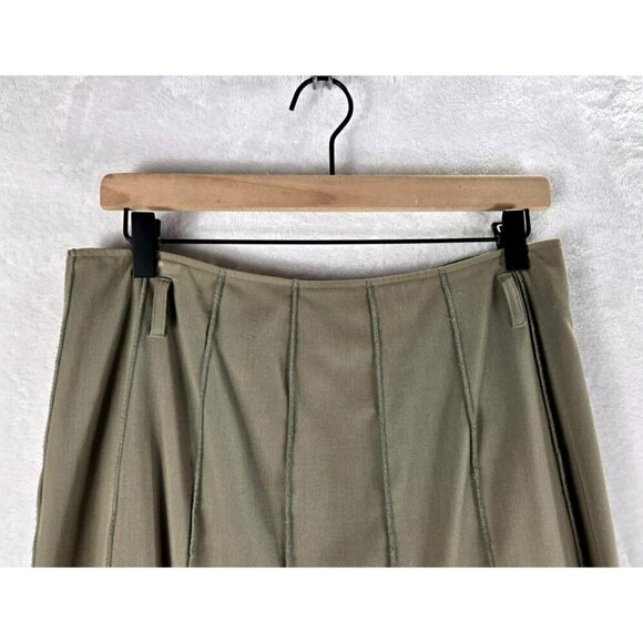 Fluted Vintage Midi Skirt Khaki Sz 10 by Maakif Classic Career Wear Office Twirl - Picture 4 of 15